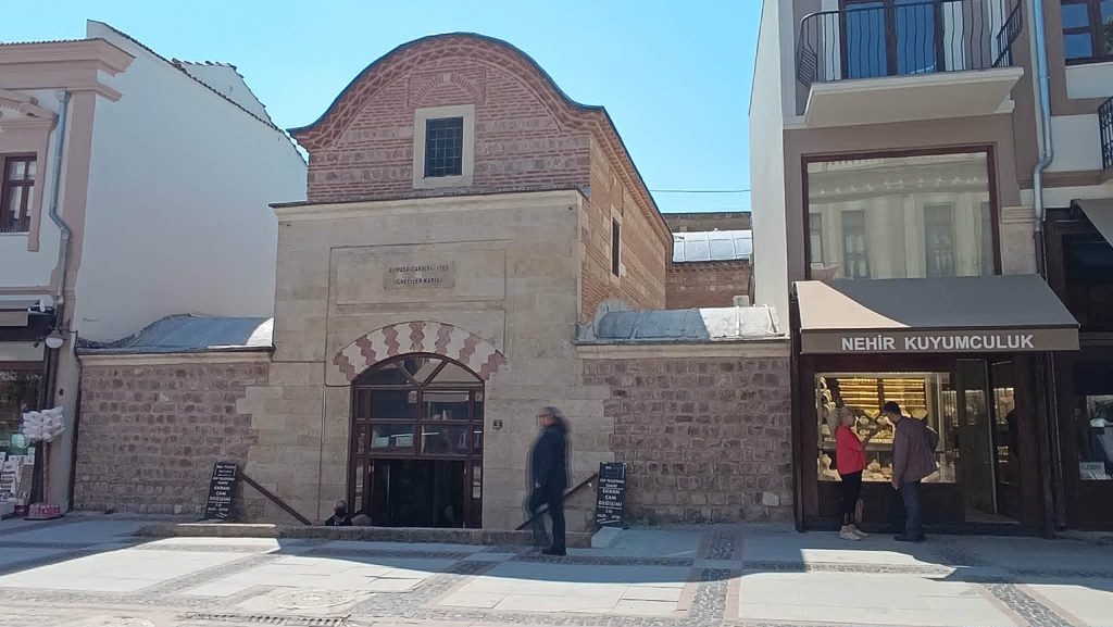Entrance of Ali Paşa Bazaar in Edirne, a historic Ottoman market designed by Mimar Sinan