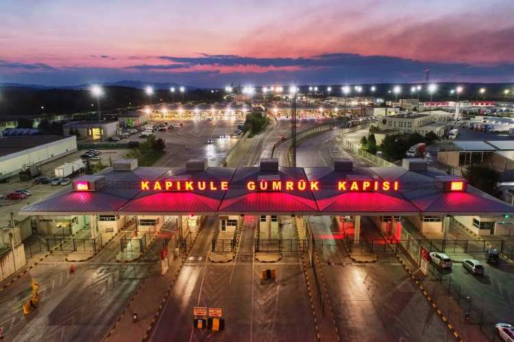 Kapıkule Border Gate at night, main road entry into Turkey from Europe