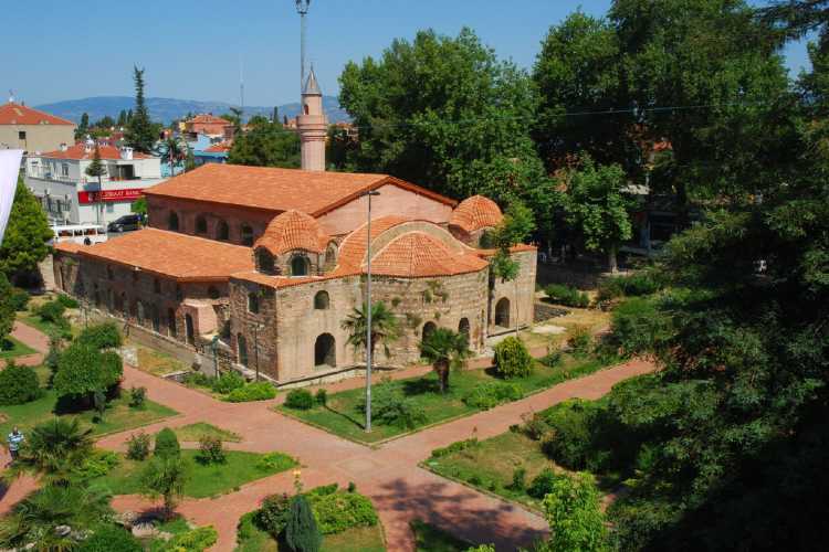 İznik Ayasofya Camii (Hagia Sophia of İznik), formerly a Byzantine church and later converted into a mosque by Orhan Gazi in 1331, located in İznik, Bursa, Turkey.