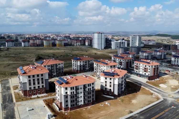 Aerial view of Keşan town and surrounding landscape in northwestern Turkey