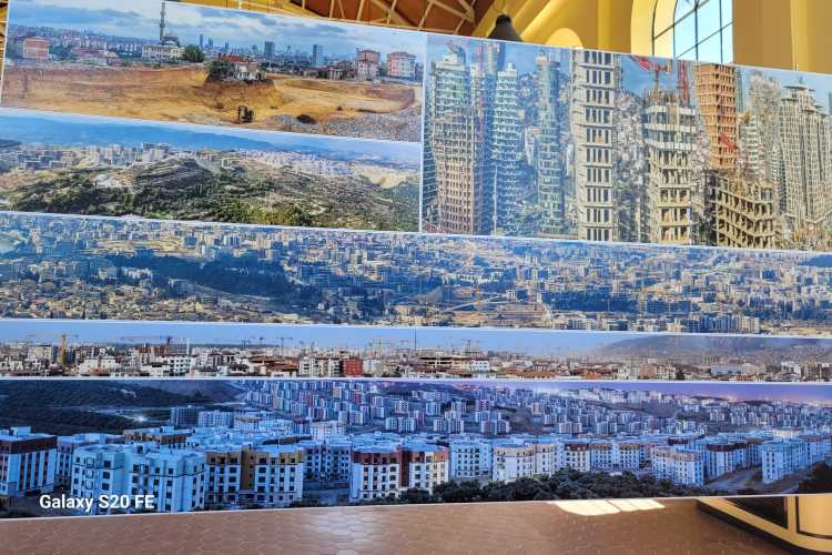 AI-generated artwork displayed inside the Old Electricity Building during Edirne Bienali 2026