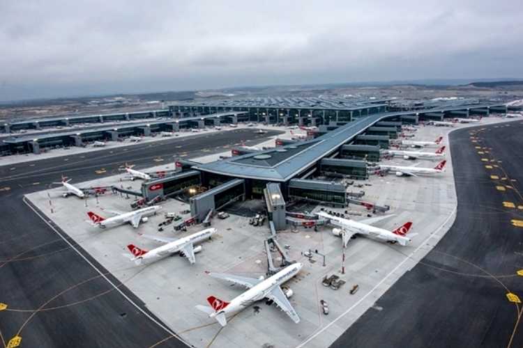 Aerial view of Istanbul Airport (IGA), Turkey's largest international airport