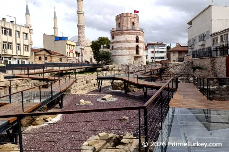 Archaeological excavation around Makedonya Tower in Edirne
